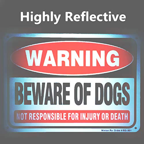 Minton (2 Pack) Beware of Dog Warning Sign - 10 x 7 Rust Free Aluminum, UV Printed Reflective Weather Resistant Bite Sign for Outdoors - Image 4