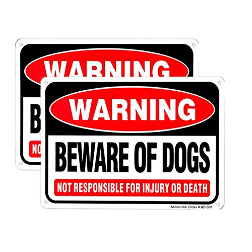 Minton (2 Pack) Beware of Dog Warning Sign - 10 x 7 Rust Free Aluminum, UV Printed Reflective Weather Resistant Bite Sign for Outdoors - Image 1