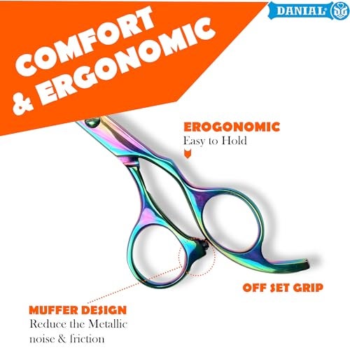 DANIAL High Carbon Razor Cut Stainless Steel Hair Cutting Scissors - Professional Barber Scissors for Men and Women - Ideal for Beard, Moustache, and Nose Trimming 6 INCH (Multicolored) - Image 5