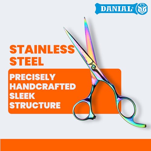 DANIAL High Carbon Razor Cut Stainless Steel Hair Cutting Scissors - Professional Barber Scissors for Men and Women - Ideal for Beard, Moustache, and Nose Trimming 6 INCH (Multicolored) - Image 2