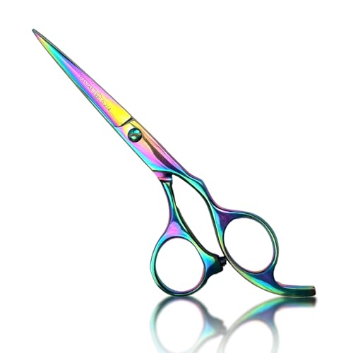 DANIAL High Carbon Razor Cut Stainless Steel Hair Cutting Scissors - Professional Barber Scissors for Men and Women - Ideal for Beard, Moustache, and Nose Trimming 6 INCH (Multicolored) - Image 1