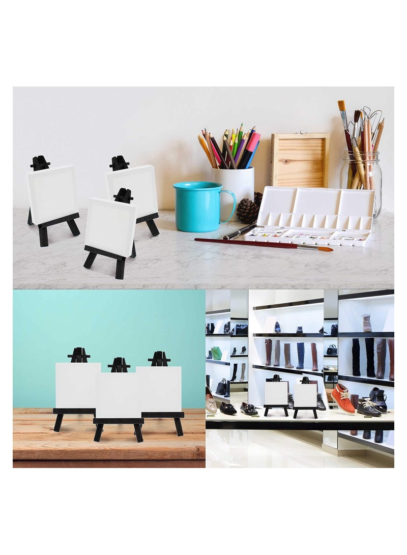Mini 5 Inch Wooden Desktop Easel Set of 12 Black Tripod Stand for Photos and Paintings Display - Image 3