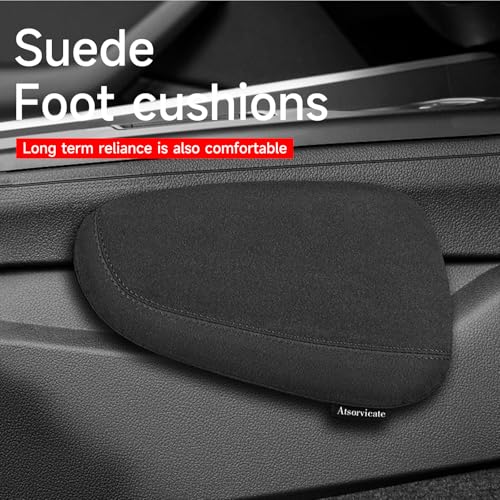 Atsorvicate Alcantane style car leg knee pads memory foam car center console knee cushions car leg pads protect knee and leg elbow pads car copilot Universa version (black line lift leg pad) - Image 2