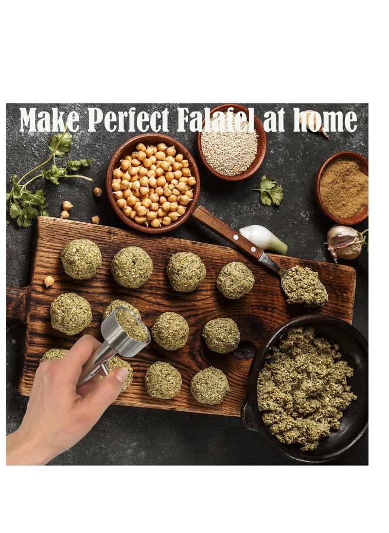 Y&D - Falafel Maker Scoop, Stainless Steel Professional Meatball for Portion Control, Food Safe and Non-Sticky Mold Meat Baller Scoop Tool Frozen Mix, Silver - Image 1