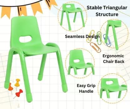 NGFC - SITTING ENVIRONMENT SOLUTIONS NGFC Premium 12 H Plastic Stackable Kids Chair Durable Kids Chair for Daycare School Outdoor Home Use Easy to Clean Comfortable Seating Green Pack of 4 - Image 4