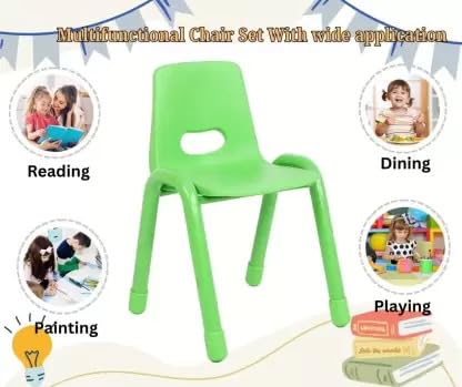 NGFC - SITTING ENVIRONMENT SOLUTIONS NGFC Premium 12 H Plastic Stackable Kids Chair Durable Kids Chair for Daycare School Outdoor Home Use Easy to Clean Comfortable Seating Green Pack of 4 - Image 3