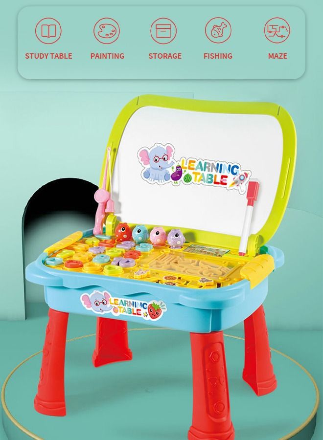 GROIC Children's Multi-function Study Table, Learning Drawing And Writing Board, Fishing Game, Maze Flying Chess Toys Educational Science Education  - Image 2