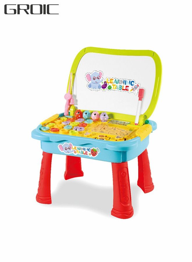 GROIC Children's Multi-function Study Table, Learning Drawing And Writing Board, Fishing Game, Maze Flying Chess Toys Educational Science Education  - Image 1