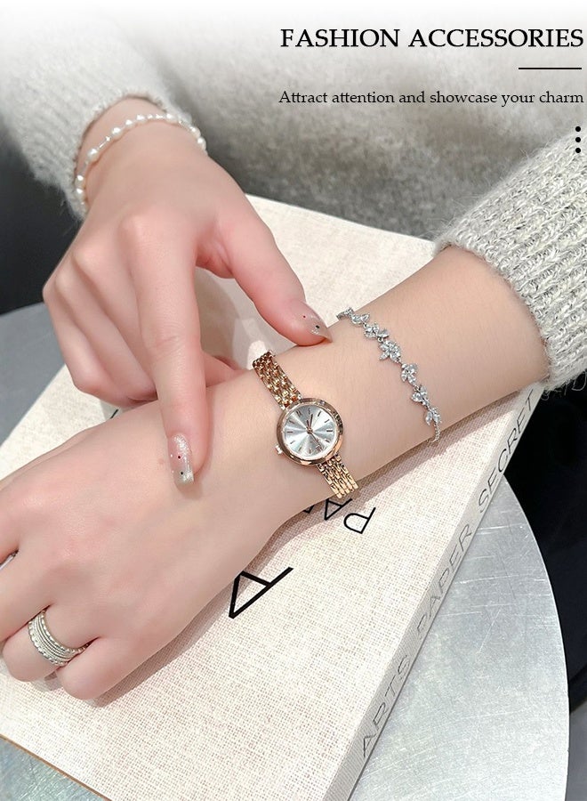 DUNISO Women's Watch ,Analog Shiny Quartz Diamond Shining Bling Wrist Watch ,Elegant Women's Style Pointer-style Vintage Exquisite Watch,Stylish Stainless Steel Watch for Women Girls Birthday - Image 2