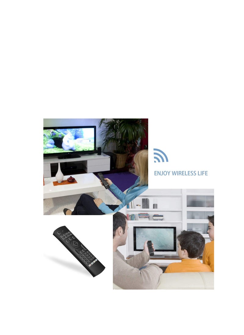 Generic - ZELBZ MX3 Pro Mini Backlit Keyboard with Air Mouse, Android TV Remote Control, Mini Wireless Programmable IR Remote for Android/T-Box/IP Devices, Black - Image 1
