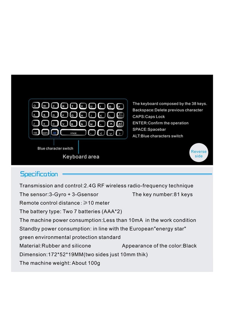 Generic - ZELBZ MX3 Pro Mini Backlit Keyboard with Air Mouse, Android TV Remote Control, Mini Wireless Programmable IR Remote for Android/T-Box/IP Devices, Black - Image 1