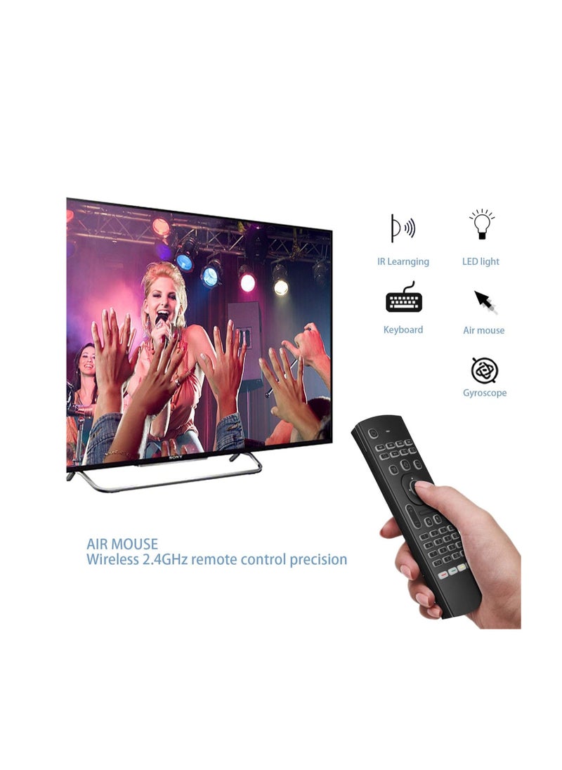 Generic - ZELBZ MX3 Pro Mini Backlit Keyboard with Air Mouse, Android TV Remote Control, Mini Wireless Programmable IR Remote for Android/T-Box/IP Devices, Black - Image 1