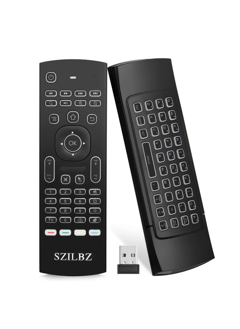 Generic - ZELBZ MX3 Pro Mini Backlit Keyboard with Air Mouse, Android TV Remote Control, Mini Wireless Programmable IR Remote for Android/T-Box/IP Devices, Black - Image 1