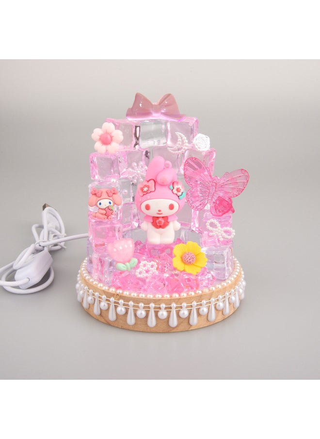 Ice Crystal Love Castle Ice Cube Handmade Diy Wine Bottle Night Light Creative Luminous Desktop Decoration Decoration Girl-Color:Crystal Love-beautiful Rabbit  - Image 1