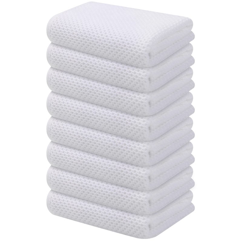 Kitinjoy 100% Cotton Waffle Weave Kitchen Towels  8-Pack Super Soft and Absorbent Kitchen Dish Towels for Drying Dishes  Kitchen Hand Towels  13 in x 28 in  White - Image 1