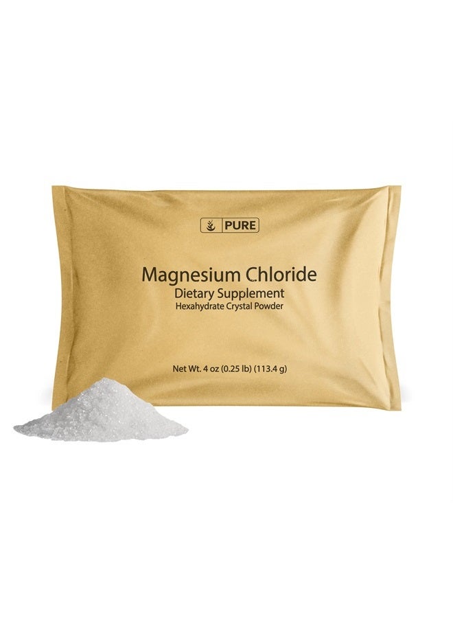 PURE ORIGINAL INGREDIENTS كلوريد المغنيسيوم الأصلي النقي (4 أونصات) مكمل غذائي، مسحوق بلوري، مكمل مغنيسيوم، درجة غذائية - Image 1