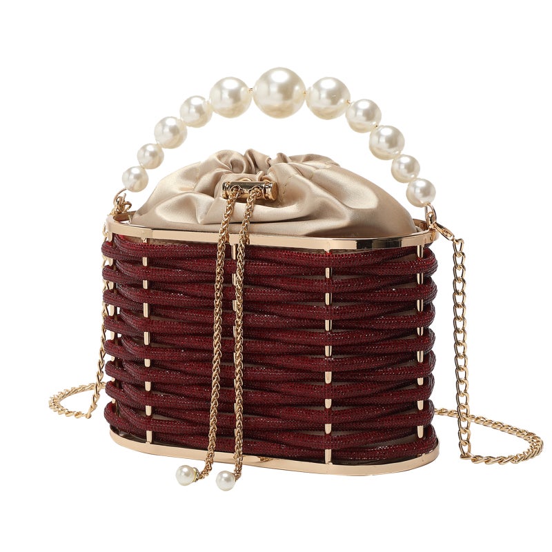 Women'S Evening Bag Shiny Diamond-Embedded Rhinestone Vegetable Basket Clutch Banquet Chain Crossbody Bucket Bag - Image 1