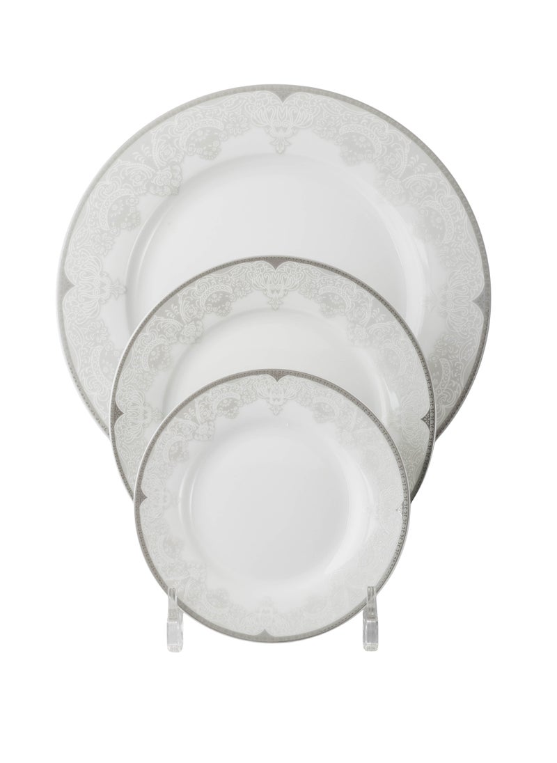 Dania 45-piece porcelain dinner set, white with silver line, for 6 people, white  - Image 4