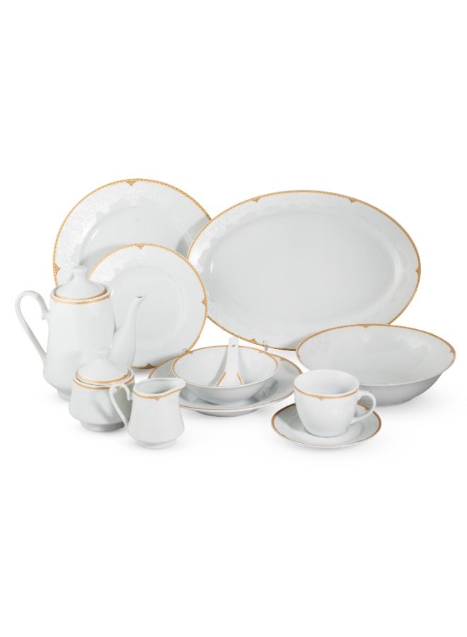 دانيا طقم سفرة بورسلين 49 قطعة لون أبيض مع خط فضي يكفي لـ 6 أشخاص أبيض - Image 4
