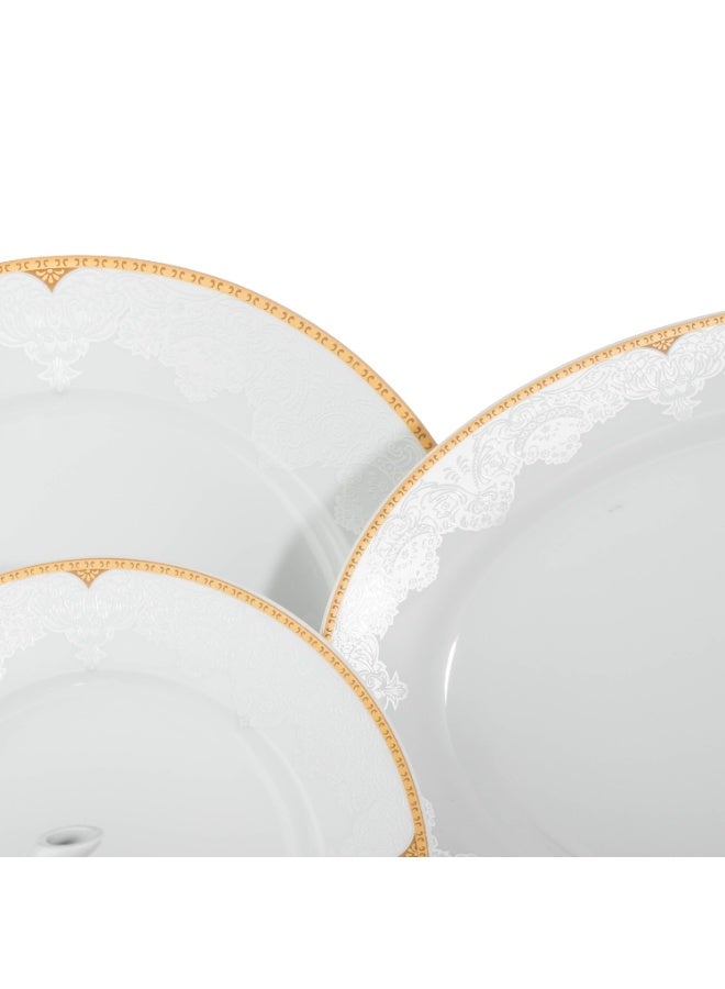 دانيا طقم سفرة بورسلين 49 قطعة لون أبيض مع خط فضي يكفي لـ 6 أشخاص أبيض - Image 3