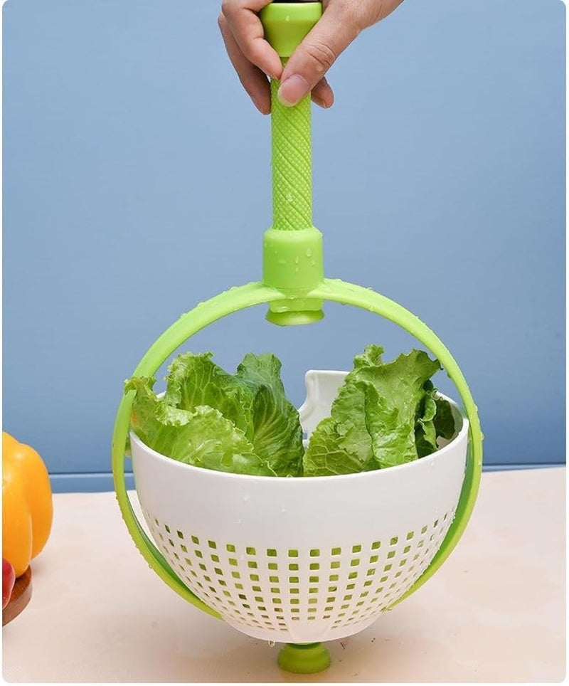Green Scapper New Vegetable Drain Basket Spinner with Collapsidne Handle 360 Rotary Drain Rack Kitchen Cleaning Basket - Image 3