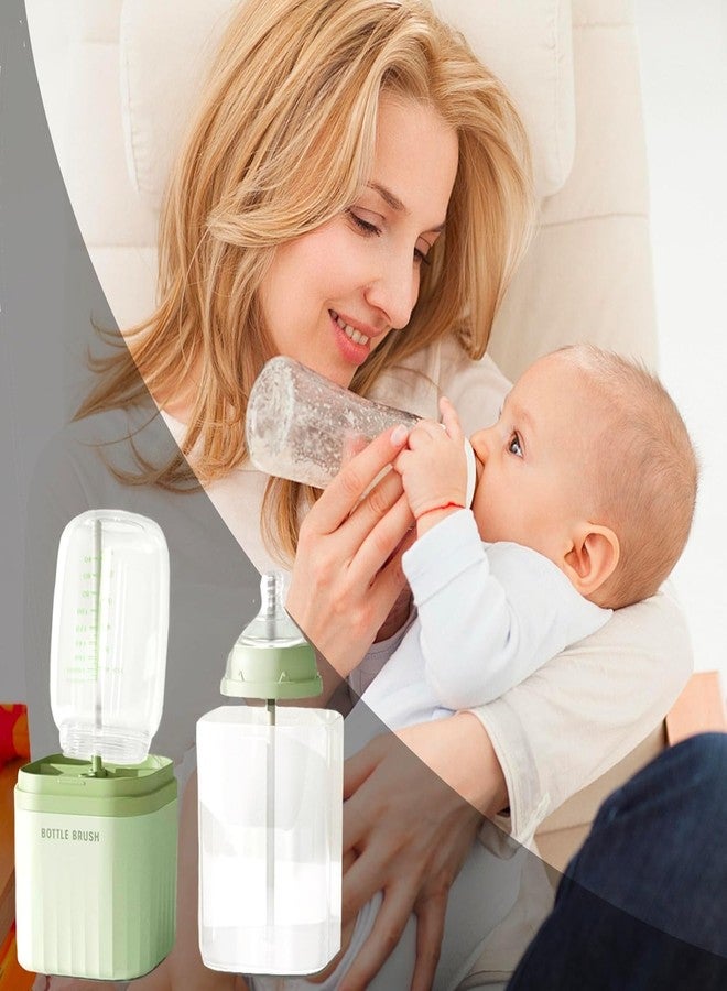 إيفن مجموعة فرشاة تنظيف زجاجات الأطفال المحمولة EVEN 6 في 1، شعيرات سيليكون، لون أخضر، زجاجة، حلمة، ماصة، عمود تجفيف، صندوق تخزين - Image 5