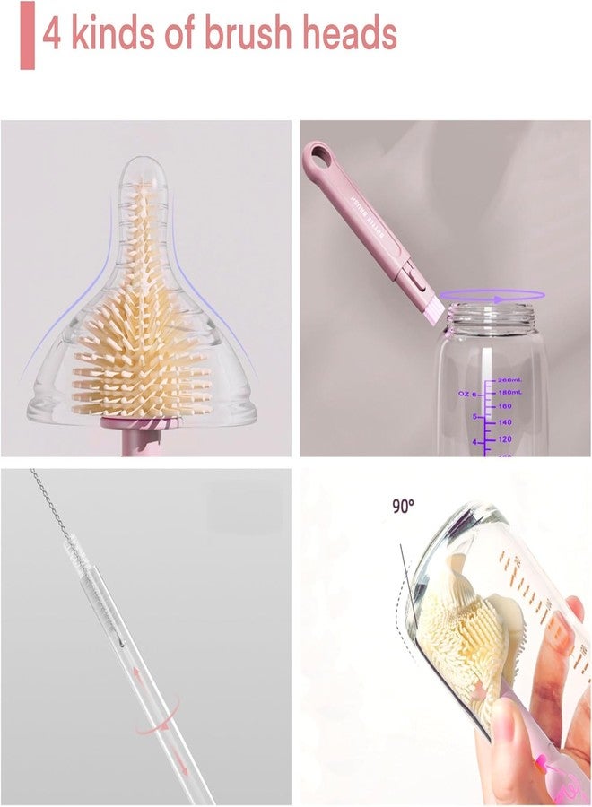 إيفن مجموعة فرشاة تنظيف زجاجات الأطفال المحمولة EVEN 6 في 1، شعيرات سيليكون، لون أخضر، زجاجة، حلمة، ماصة، عمود تجفيف، صندوق تخزين - Image 4