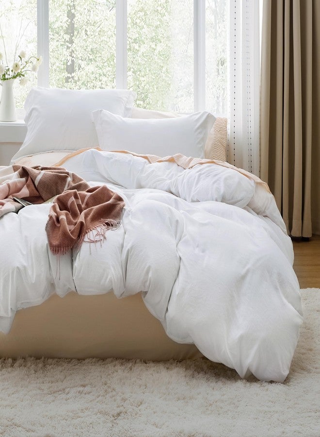 Bedsure White Duvet Cover Queen Size - 3 Pieces Prewashed Cotton-Like Polyester Extra Soft Bedding Set, Includes 1 Duvet Cover 90x90 Inches with Zipper Closure & 2 Pillow Shams, Comforter Not Included - Image 1