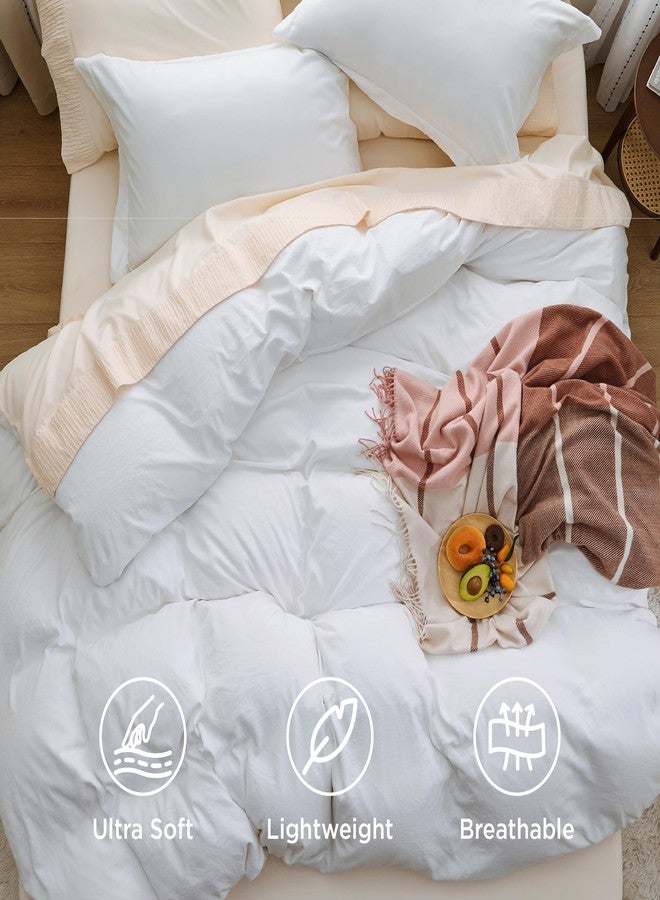 Bedsure White Duvet Cover Queen Size - 3 Pieces Prewashed Cotton-Like Polyester Extra Soft Bedding Set, Includes 1 Duvet Cover 90x90 Inches with Zipper Closure & 2 Pillow Shams, Comforter Not Included - Image 4