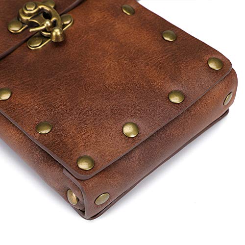 SUMGOGO Belt Pouch Waist Bag Fanny Pack Medieval Vintage Phone Holder Holster Belt Purse Wallet Hip Pocket Festival Ren Faire Costume (Brown) - Image 4