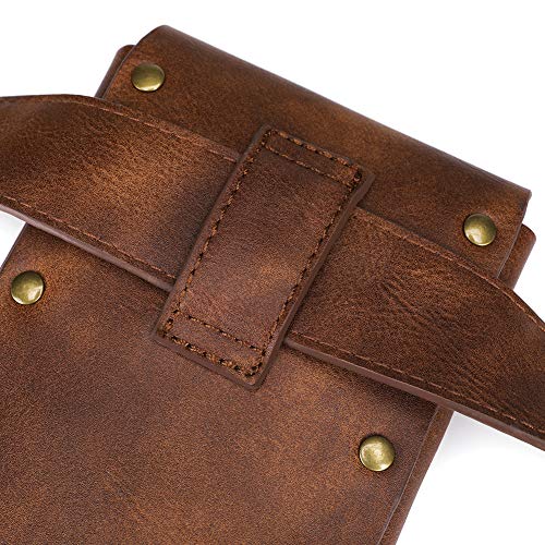 SUMGOGO Belt Pouch Waist Bag Fanny Pack Medieval Vintage Phone Holder Holster Belt Purse Wallet Hip Pocket Festival Ren Faire Costume (Brown) - Image 5