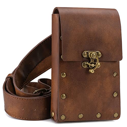 SUMGOGO Belt Pouch Waist Bag Fanny Pack Medieval Vintage Phone Holder Holster Belt Purse Wallet Hip Pocket Festival Ren Faire Costume (Brown) - Image 1