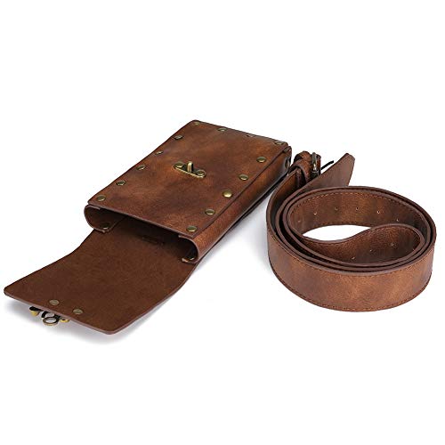 SUMGOGO Belt Pouch Waist Bag Fanny Pack Medieval Vintage Phone Holder Holster Belt Purse Wallet Hip Pocket Festival Ren Faire Costume (Brown) - Image 3