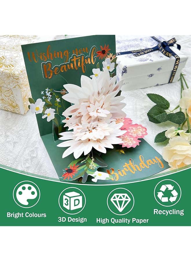 erorex Birthday Cards For Women Lotus Flower Forever Paper Pop Up Greeting Card 3D Popup Birthday Gift Greeting Cards With Envelope For Anniversary Birthday Special Celebration - Image 4