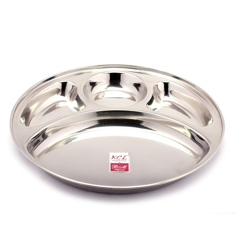 KCL Stainless Steel Bhojan PatraThaliRound Shape 3 in 1 Plate 1 Unit Diameter 265Cm