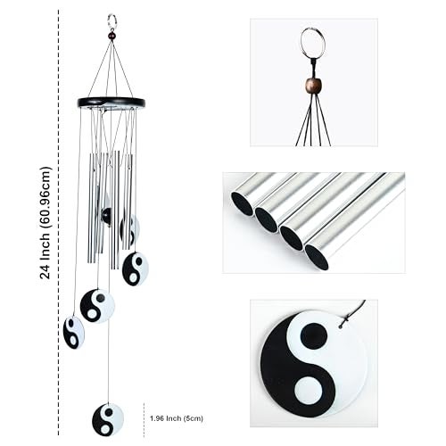 Hindcraft Wind Chimes for Home Positive Energy – Hanging Bells for Home Decoration, Balcony, Living Room, and Bedroom | Home Décor Gift Items for Housewarming and Wall Décor (Silver, 4-Pipe) - Image 3