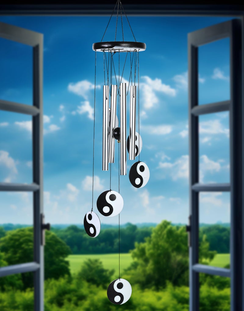 Hindcraft Wind Chimes for Home Positive Energy – Hanging Bells for Home Decoration, Balcony, Living Room, and Bedroom | Home Décor Gift Items for Housewarming and Wall Décor (Silver, 4-Pipe) - Image 2