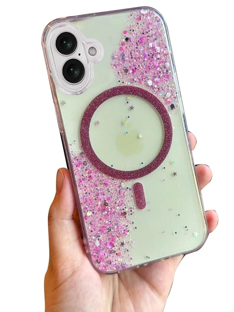 mobistyle Glitter Cover Case for iPhone 17 6.1-Inch Compatible with Mag-Safe, Shiny Cute Bling Sparkle for Women and Girls Phone Cover iPhone 17 (Pink) - Image 1