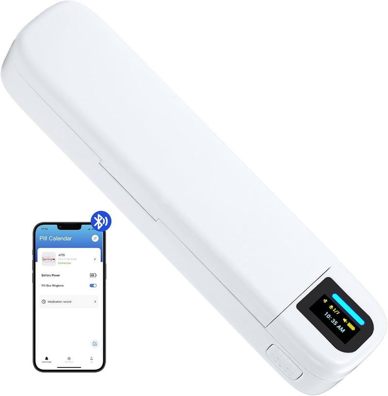 Daviky Smart Pill Organizer with Alarm, Bluetooth Daily Once a Day Pill Dispenser 7 Day with APP, Weekly Travel Pill Case, Portable Pill Reminder for Medicines, Supplements and Vitamins (White) - Image 1