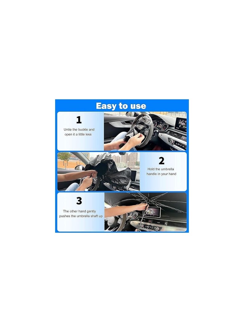 SHOPECOM(1 pc) Car Windshield Sun Shade Umbrella - Foldable Car Umbrella Sunshade Cover UV Block Car Front Window (Heat Insulation Protection) for Auto Windshield Covers Trucks Cars - Image 5