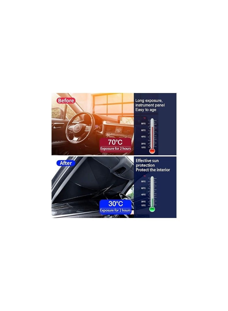 SHOPECOM(1 pc) Car Windshield Sun Shade Umbrella - Foldable Car Umbrella Sunshade Cover UV Block Car Front Window (Heat Insulation Protection) for Auto Windshield Covers Trucks Cars - Image 1