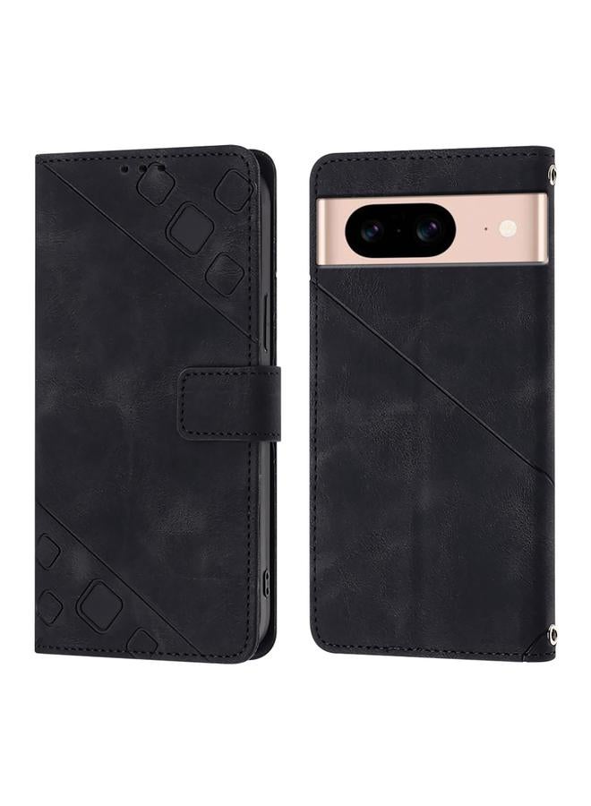 زبون جراب لهاتف Google Pixel 8a، جراب هاتف من الجلد المنقوش بملمس الجلد - Image 2