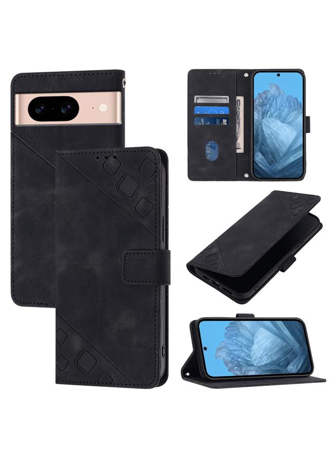زبون جراب لهاتف Google Pixel 8a، جراب هاتف من الجلد المنقوش بملمس الجلد - Image 1