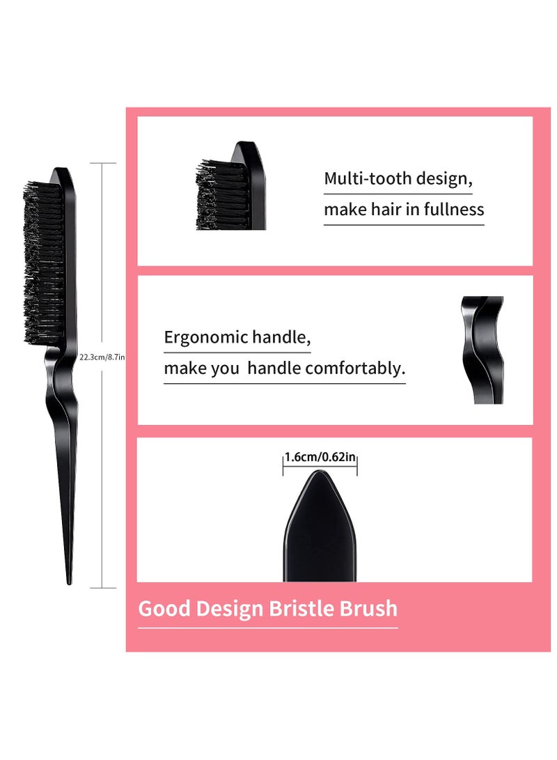 3 Pieces Hair Styling Comb Set Teasing Brush Rat Tail Comb Edge Brush for Edge&Back Brushing, Combing, Slicking Hair for Women (Black) - Image 3