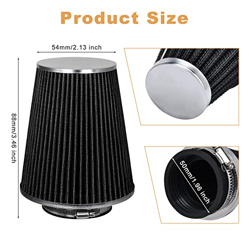 Mtsooning Air Intake Filter Pod, 54mm/2.12" Tapered Clamp-on Breather, Inlet Truck Cold Cone Cleaner Replacement for Motorcycle ATV Dirt Pit Bike Go Kart 50-110cc - Image 3