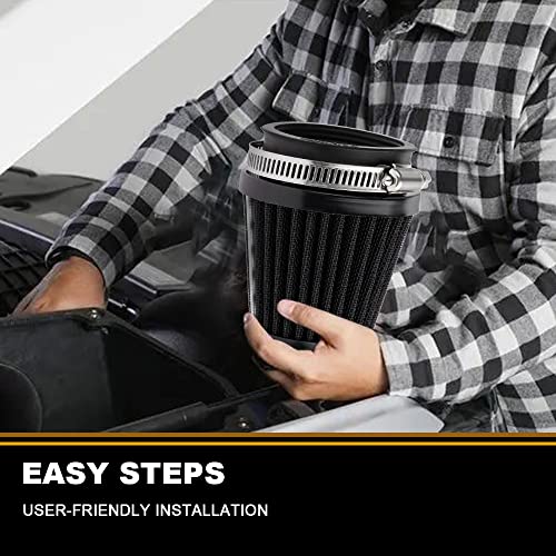 Mtsooning Air Intake Filter Pod, 54mm/2.12" Tapered Clamp-on Breather, Inlet Truck Cold Cone Cleaner Replacement for Motorcycle ATV Dirt Pit Bike Go Kart 50-110cc - Image 2