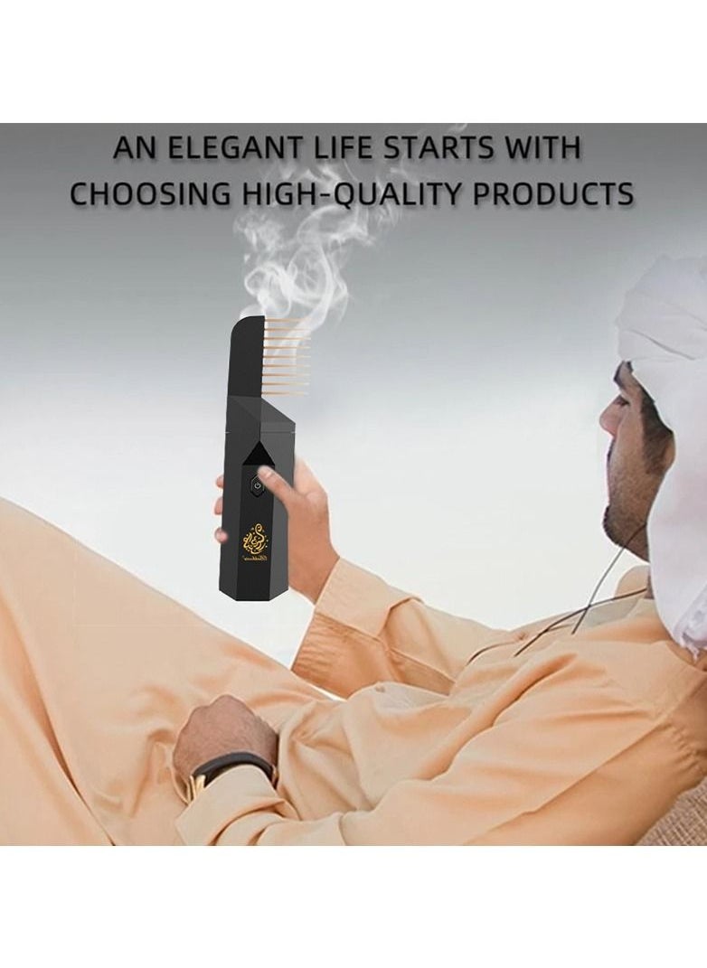 Bukhoor - Clearance Sale 2023 New 2.0 Version USB Rechargeable 2 in 1 Handheld Bukhoor Incense Burner with Comb Black - Image 1