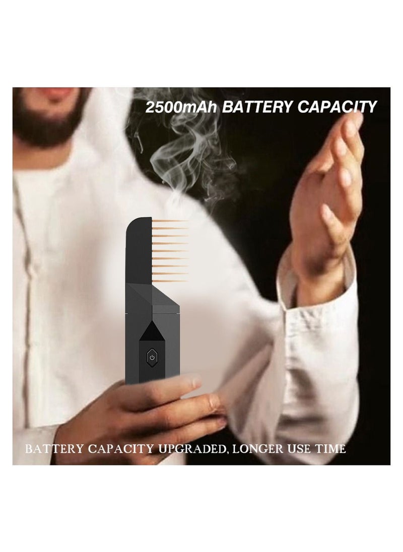 Bukhoor - Clearance Sale 2023 New 2.0 Version USB Rechargeable 2 in 1 Handheld Bukhoor Incense Burner with Comb Black - Image 1