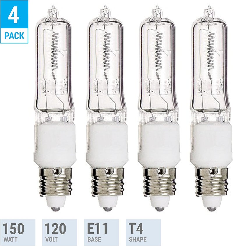 KOR 4 Pack Q150CLMC  150 Watt JD T4 E11 Mini Candelabra Base 120V Clear Light Bulbs - Image 2