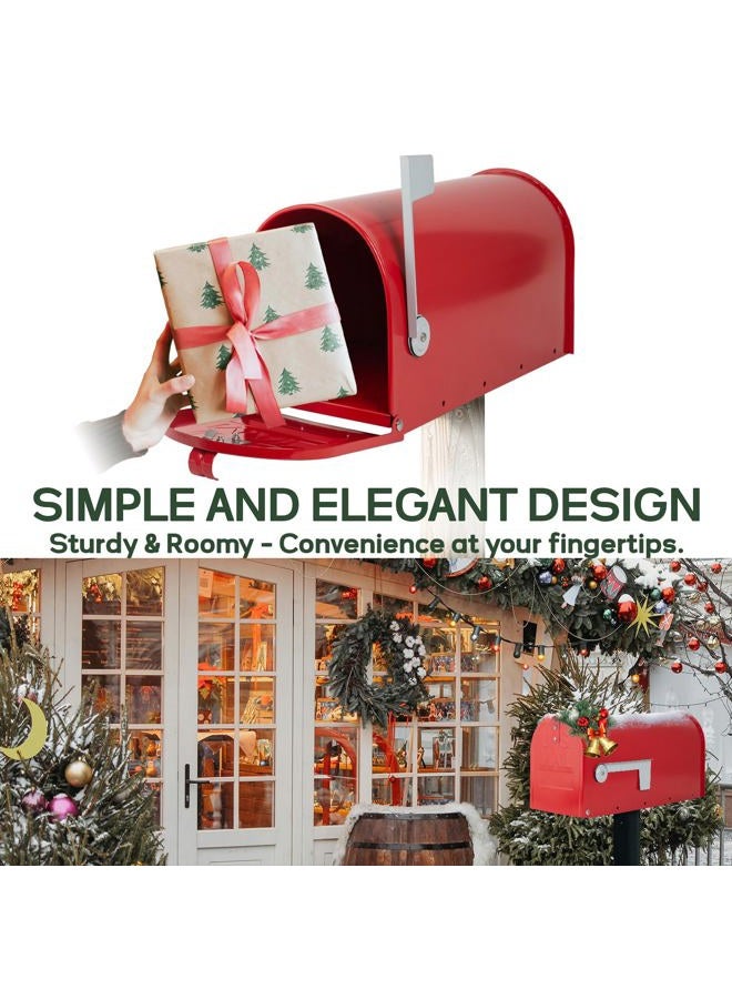 RAINHOL Metal Mailboxes for Outside Post Mount, Galvanized Steel Standard Mail Box, 20 x 8.9 x 6.7 inches, Medium Compacity, Red Mailbox - Image 5